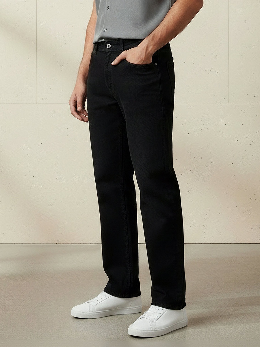 Men Straight Fit Flexi Waist Pocket Jeans