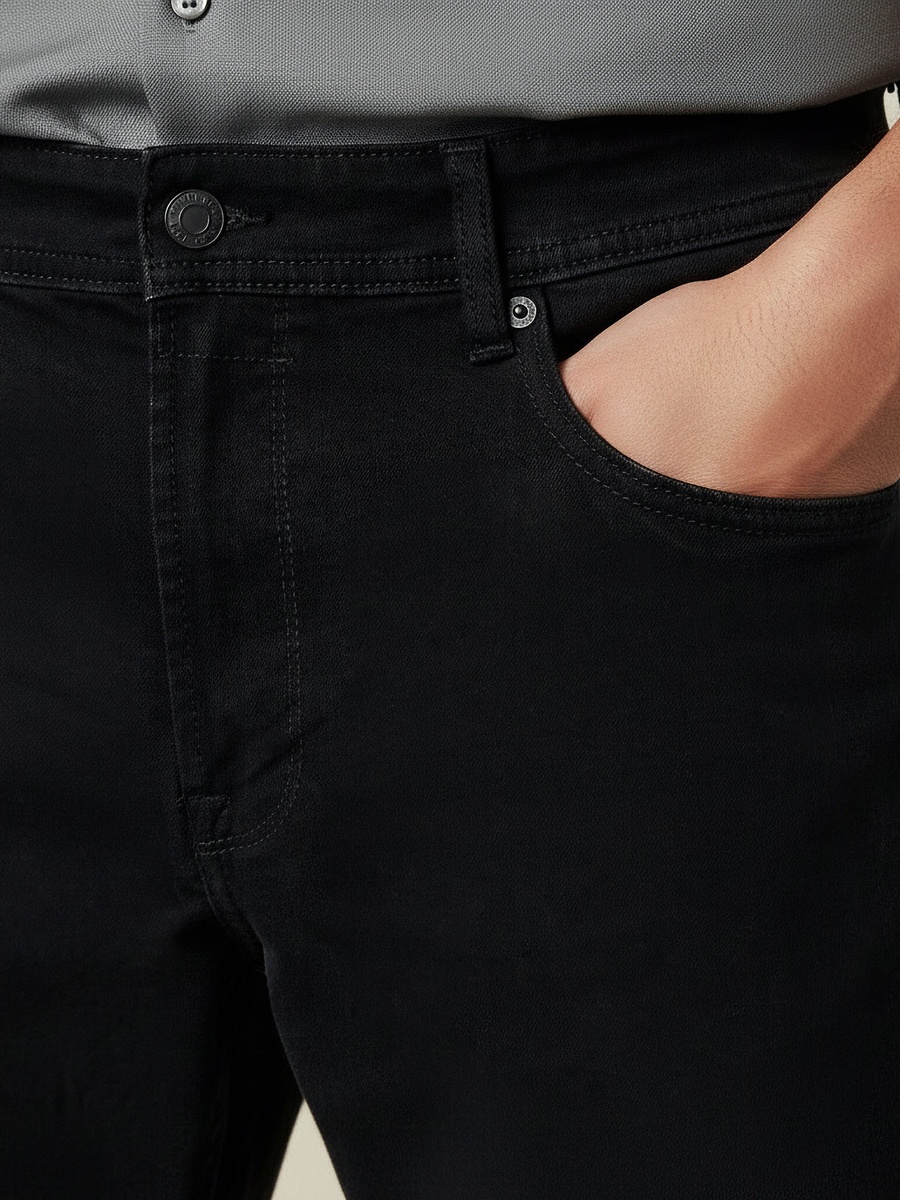 Men Straight Fit Flexi Waist Pocket Jeans