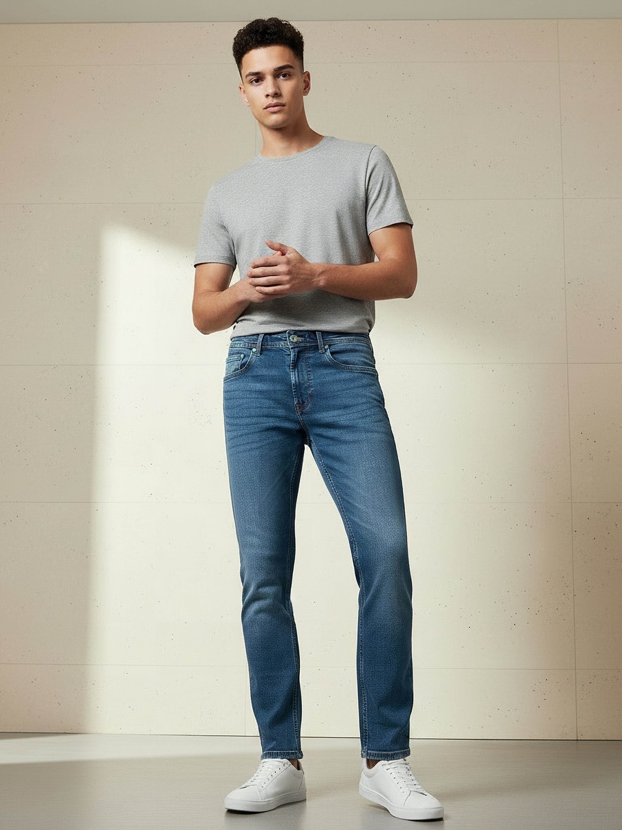 Men Slim Fit Flexi Waist Pocket Jeans