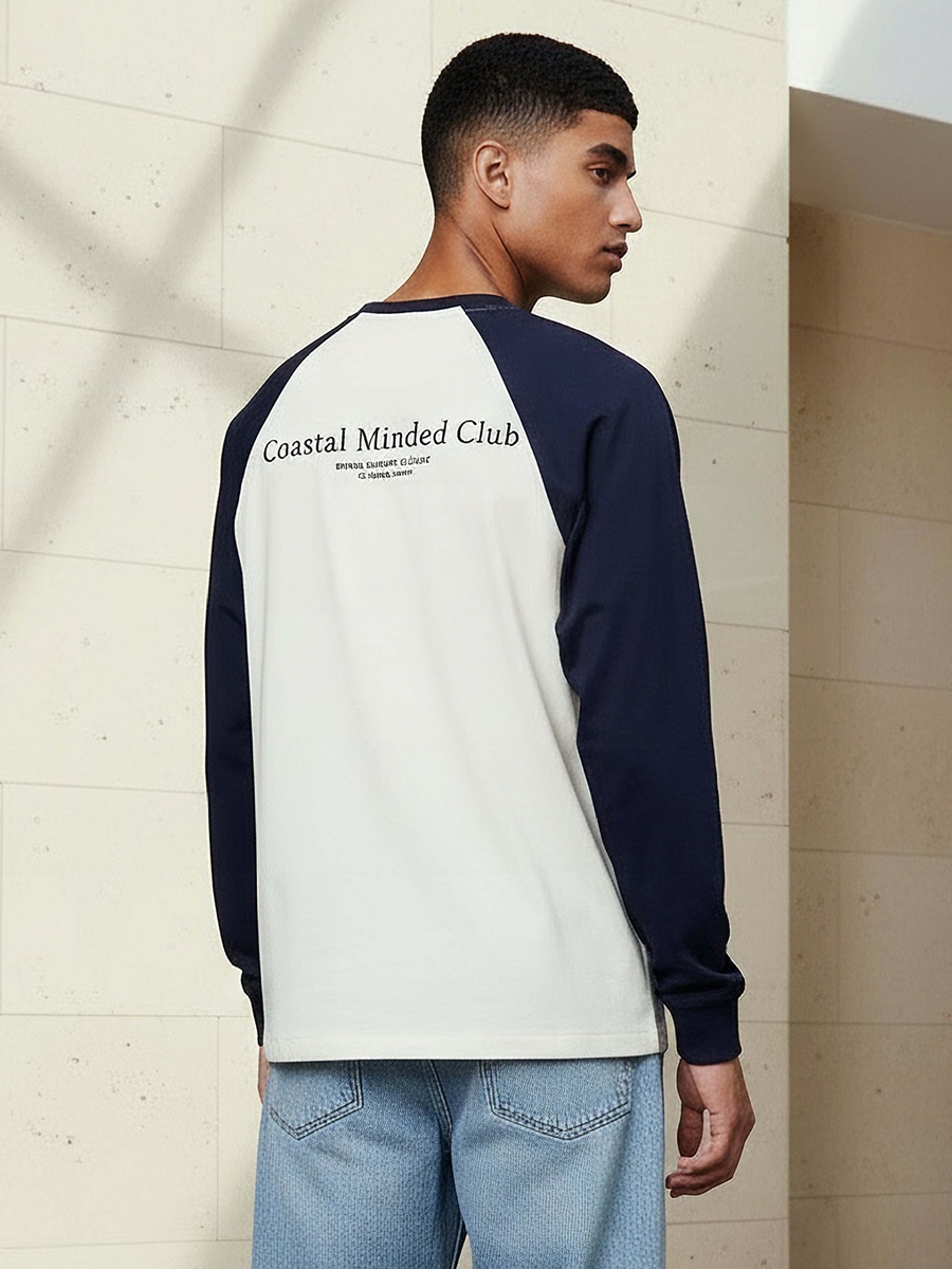 Men Regular Fit Crew Neck Raglan Sleeves T-Shirt