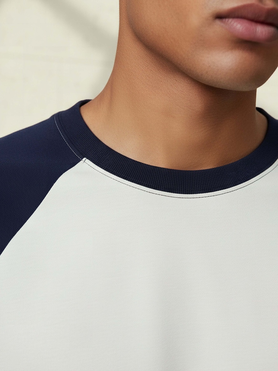 Men Regular Fit Crew Neck Raglan Sleeves T-Shirt