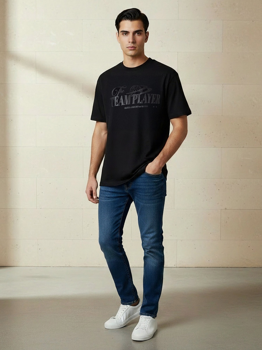 Men Regular Fit Crew Neck Short Sleeve Graphic T-Shirt