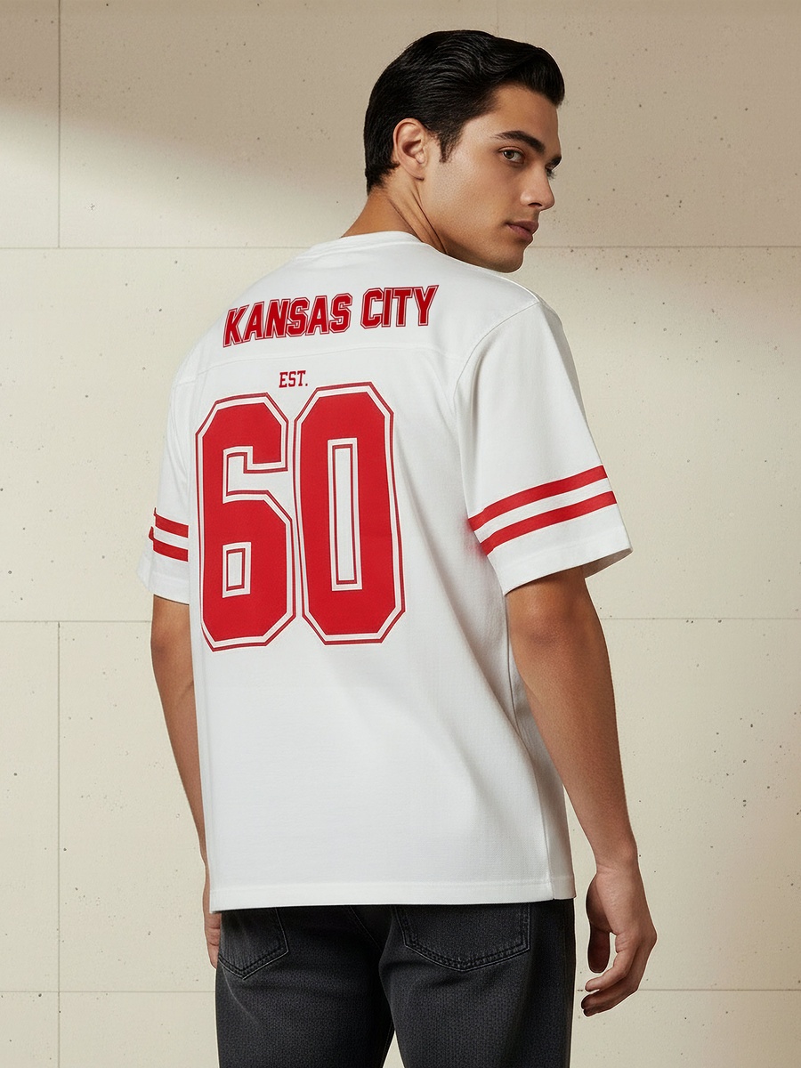 Men Regular Fit Crew Neck Short Sleeve Kansas City Chiefs Print T-Shirt