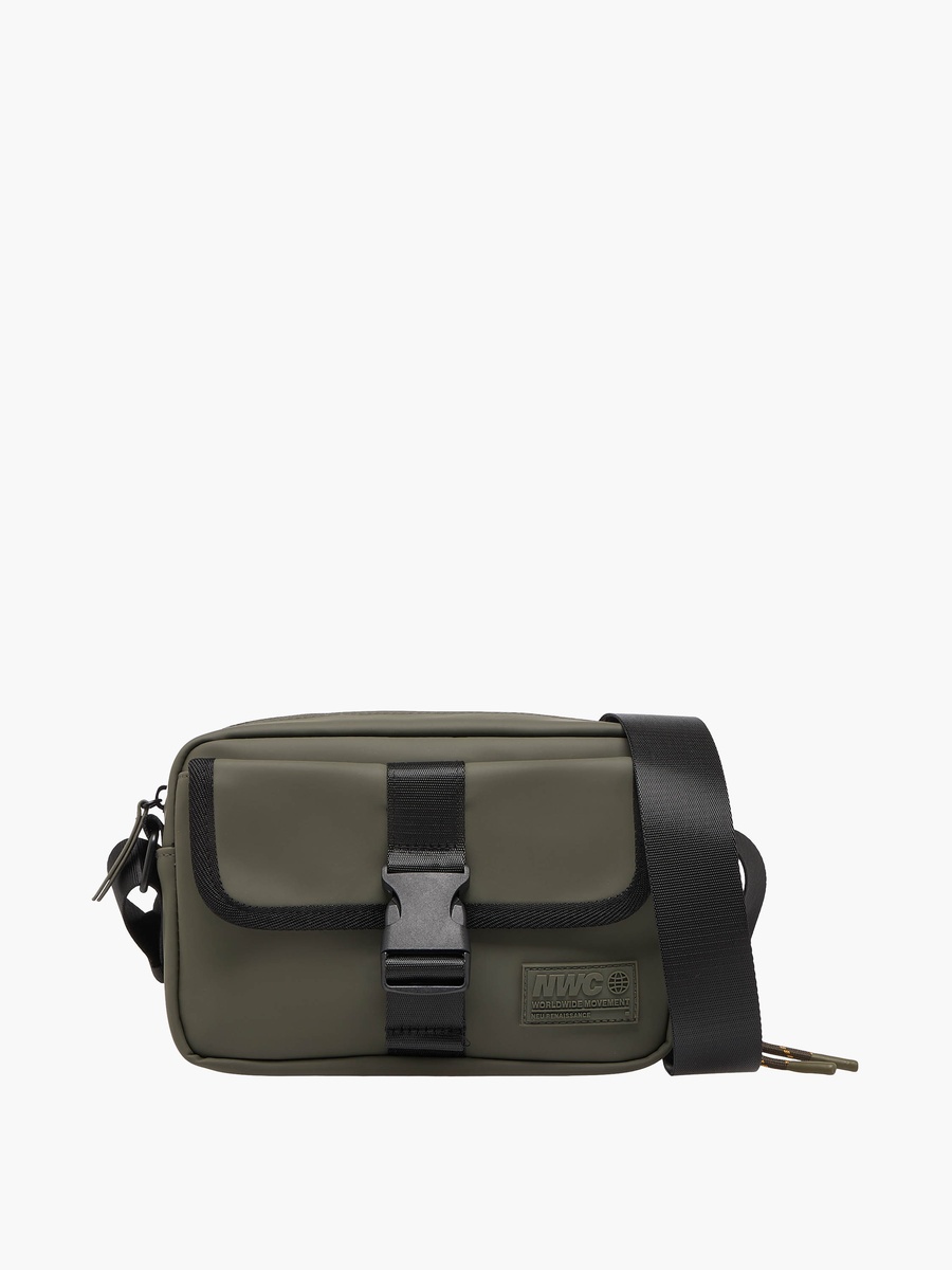 Men Buckle Clasp Crossbody Bag with Adjustable Strap