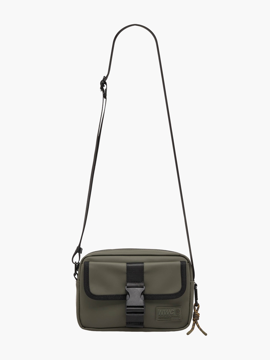Men Buckle Clasp Crossbody Bag with Adjustable Strap