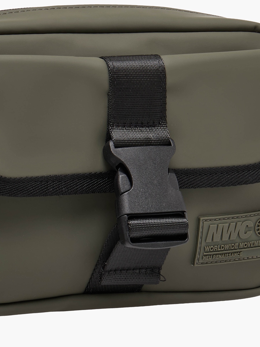 Men Buckle Clasp Crossbody Bag with Adjustable Strap