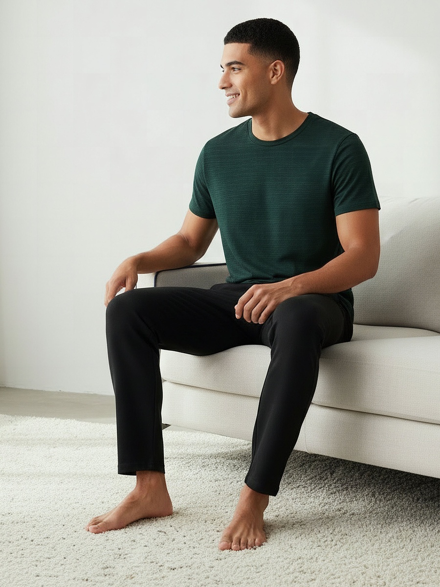 Men Cotton Pocket Nightwear Set