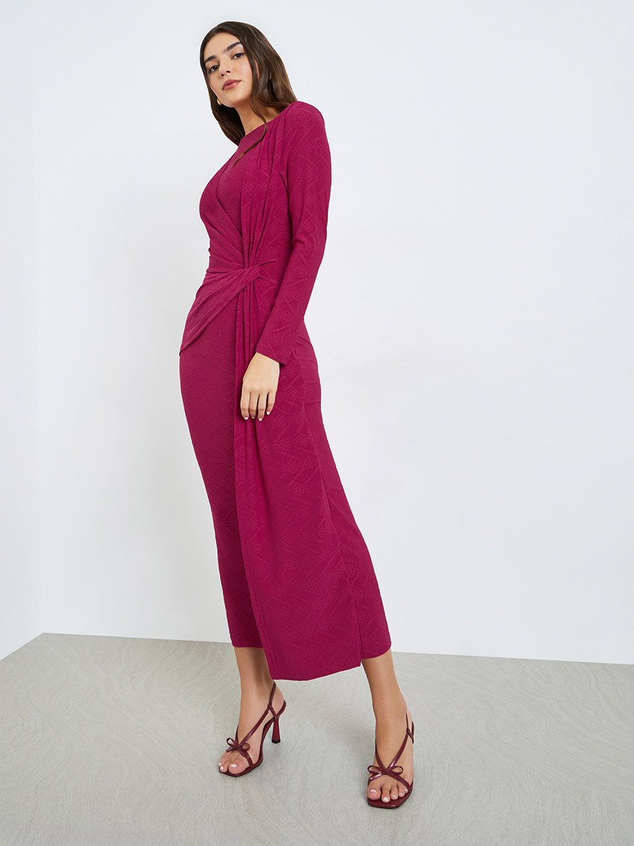 Burgundy Tie-Wrap Detail Maxi Dress