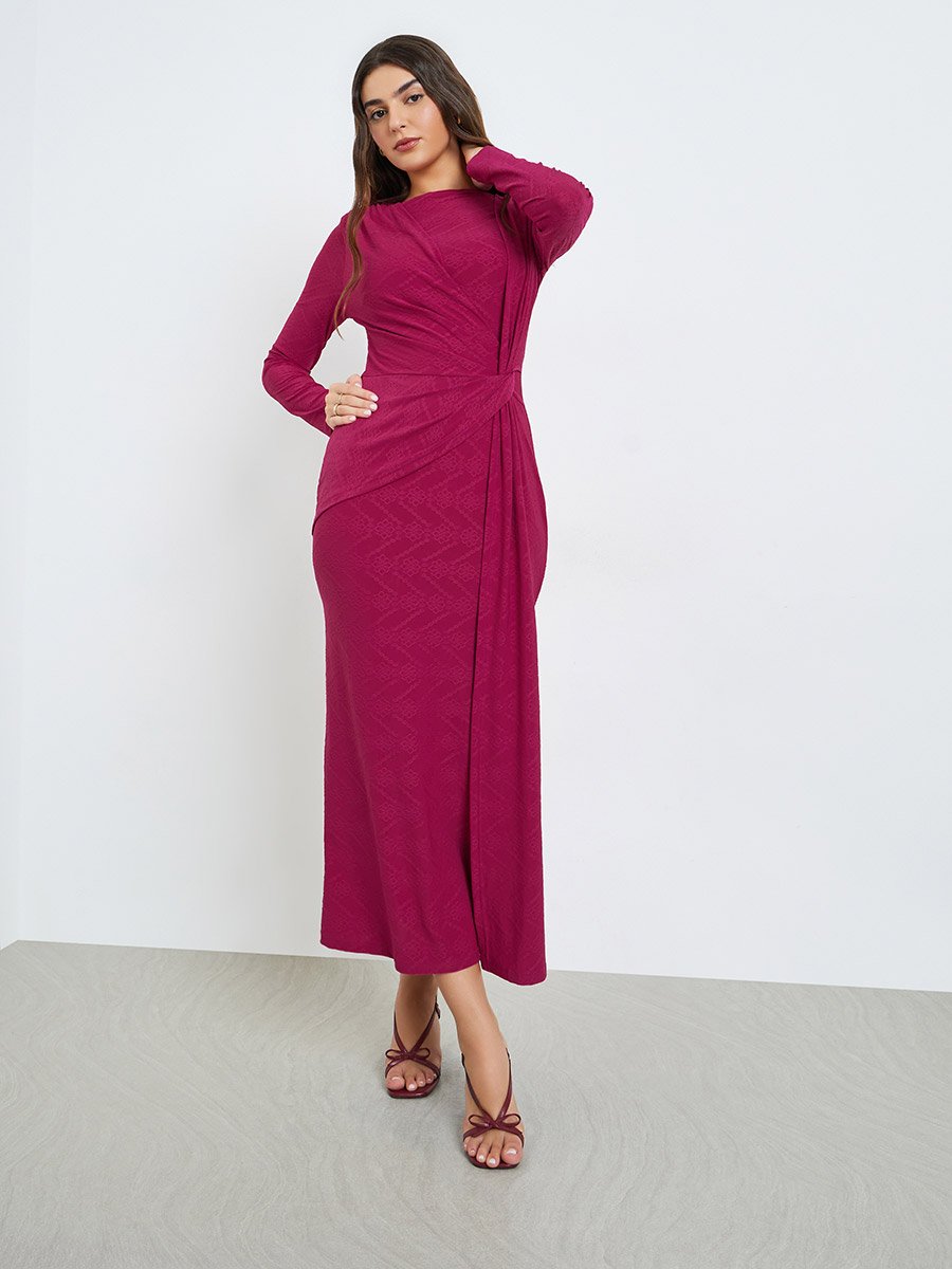 Burgundy Tie-Wrap Detail Maxi Dress