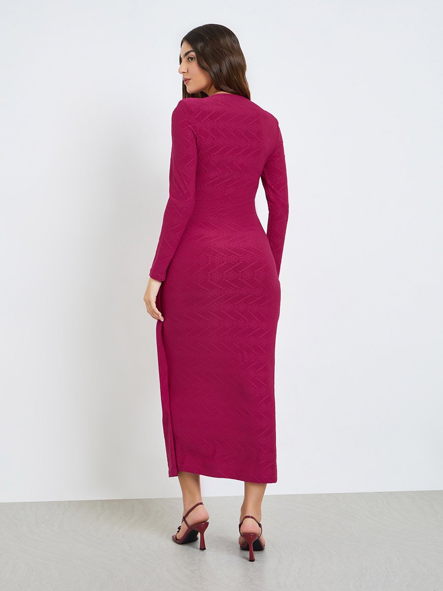 Burgundy Tie-Wrap Detail Maxi Dress