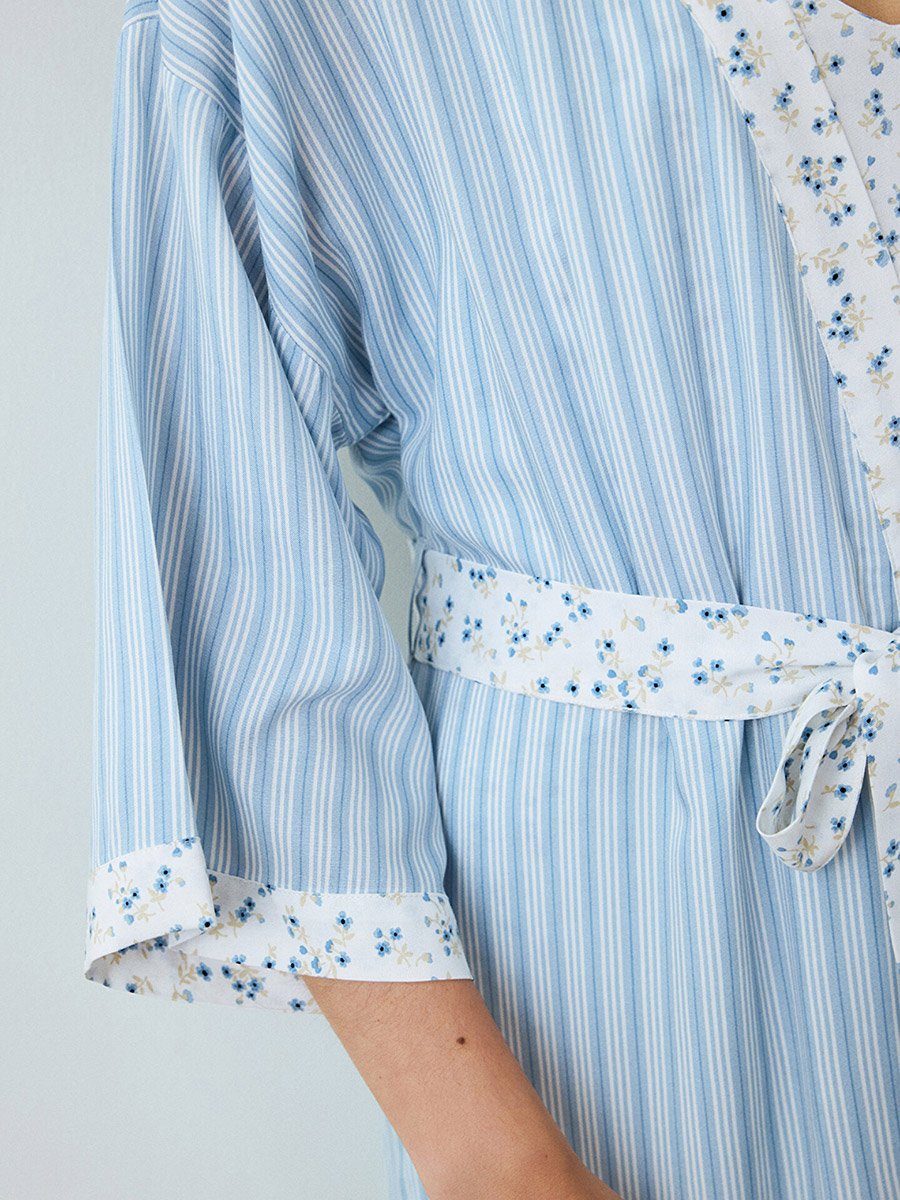 Lilah Striped Robe with Tie Detail