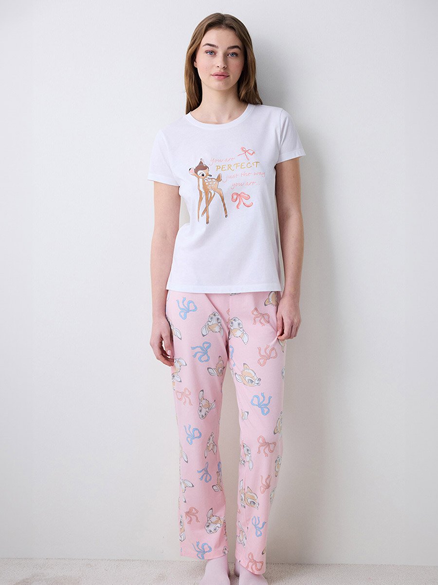 Bambi Print Cotton T-Shirt and Pyjama Set