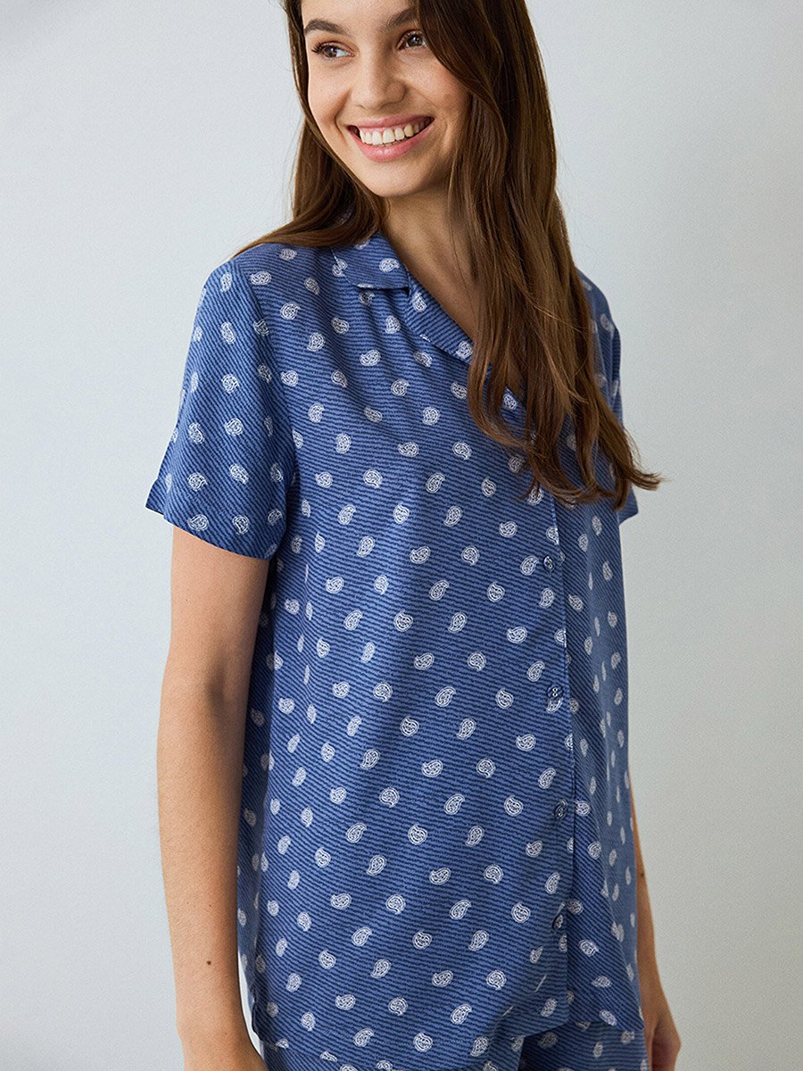 Paisley Print Shirt and Pyjama Set
