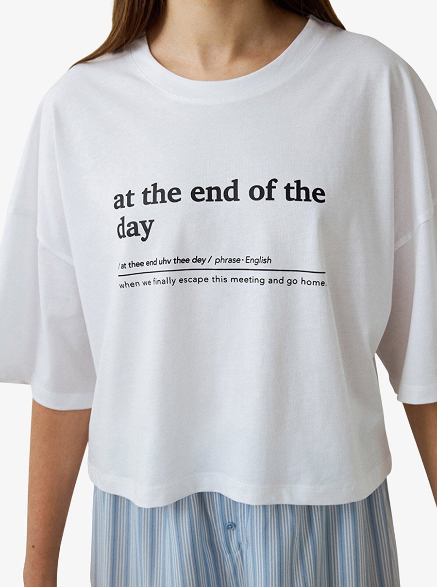 Lilah Crew Neck Typographic Crop T-Shirt