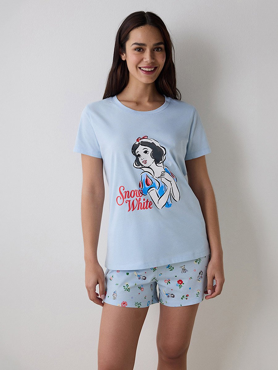 Snow White Print T-Shirt and Floral Shorts Set