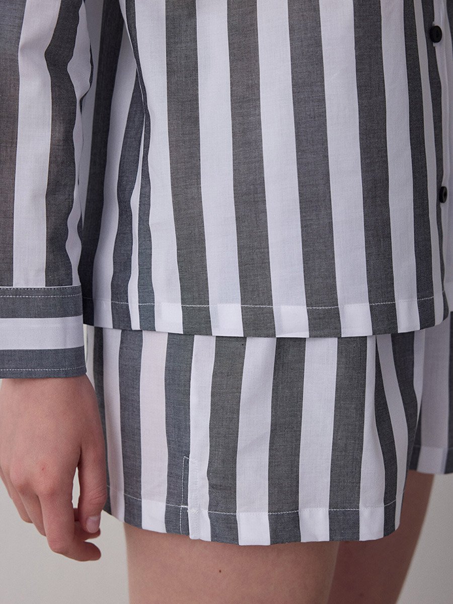 Quinn Striped Long Sleeve Shirt and Shorts Set