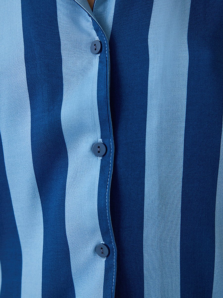 Striped Short Sleeve Shirt and Shorts Set