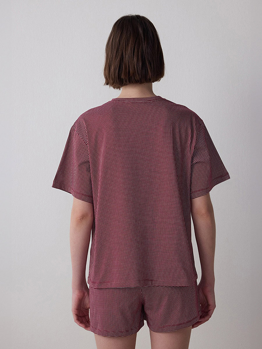 Plaid Cotton Crew Neck T-Shirt and Shorts Set