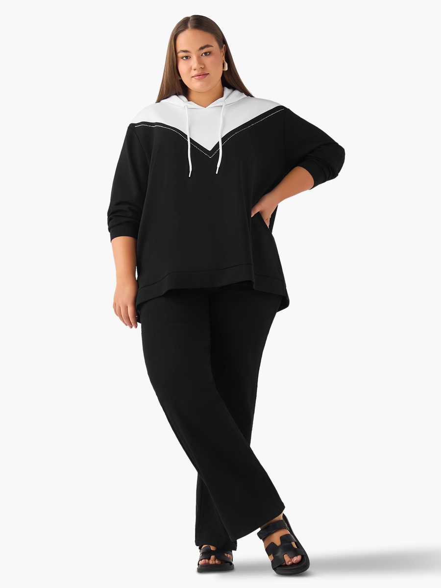 Plus Hoodie with Color Block Detail