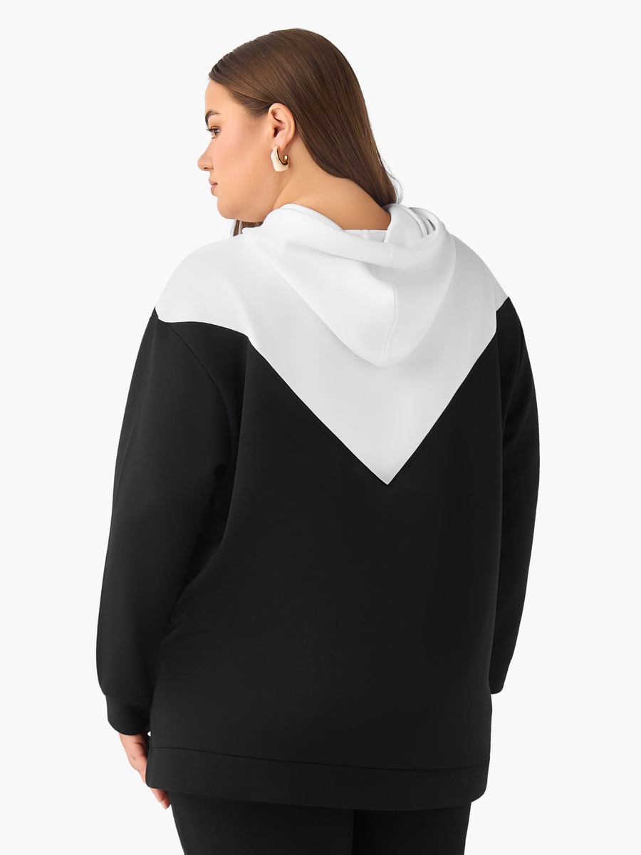 Plus Hoodie with Color Block Detail