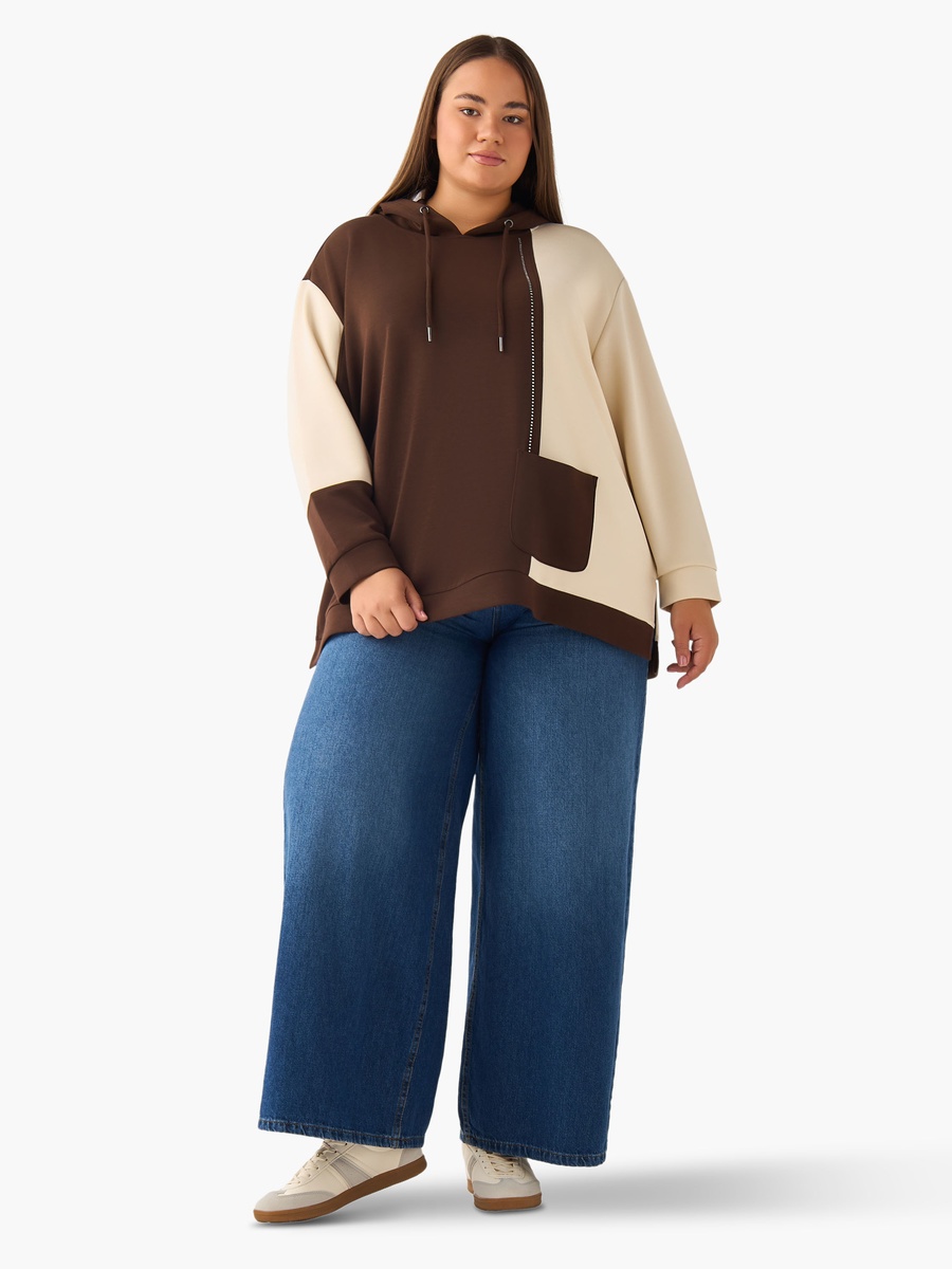 Plus Hoodie with Color Block Detail