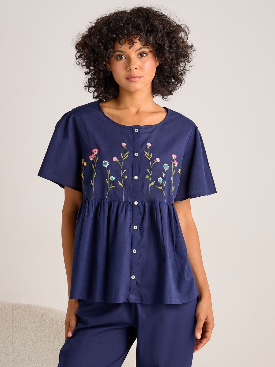 Cotton Pyjama Set with Button-Down Top and Pants