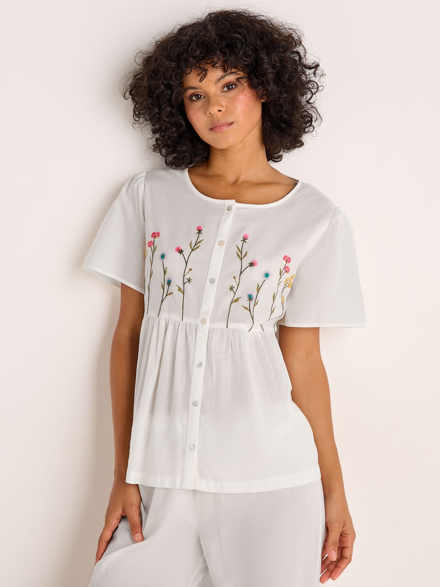 Cotton Pyjama Set with Button-Down Top and Pants