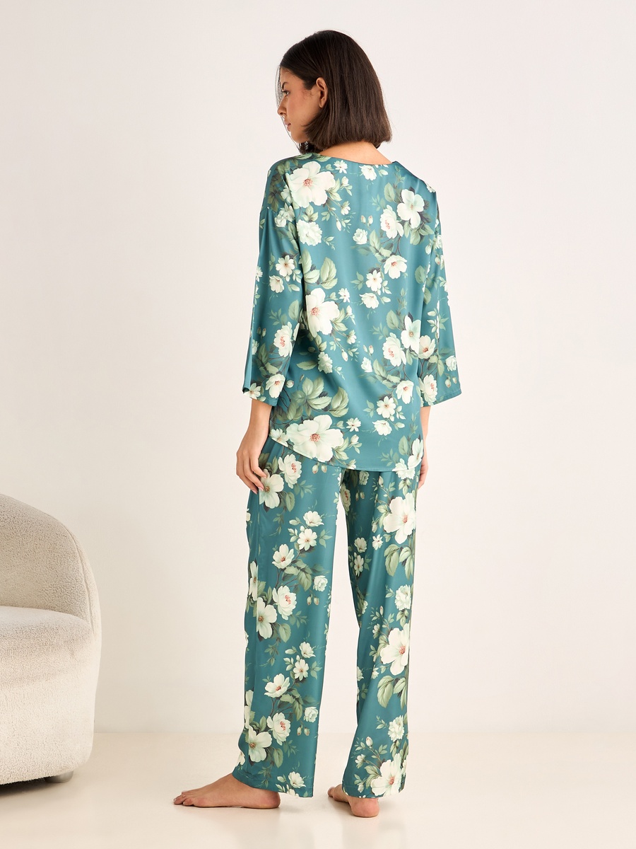 Pyjama Set with V Neck Top and Trousers