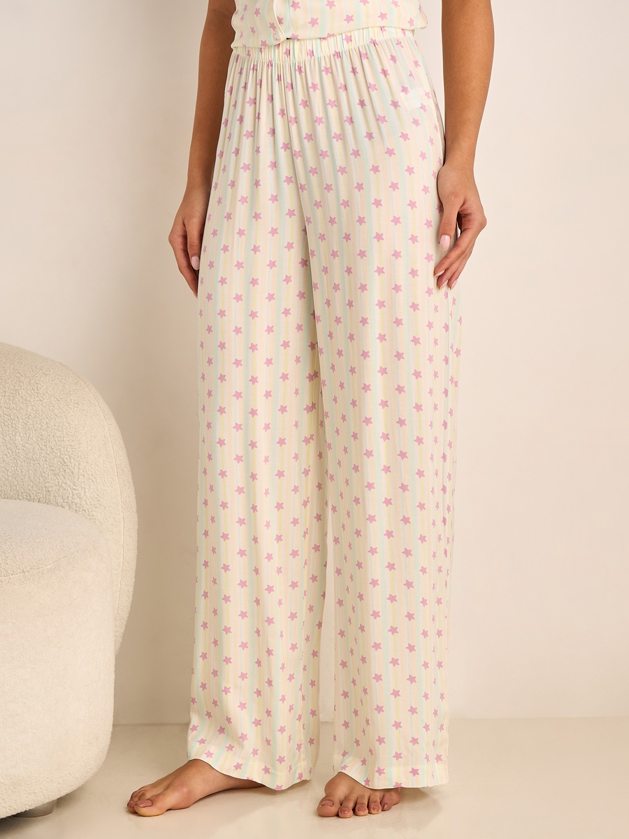Viscose Pyjama Set with Button-Down Shirt and Trousers
