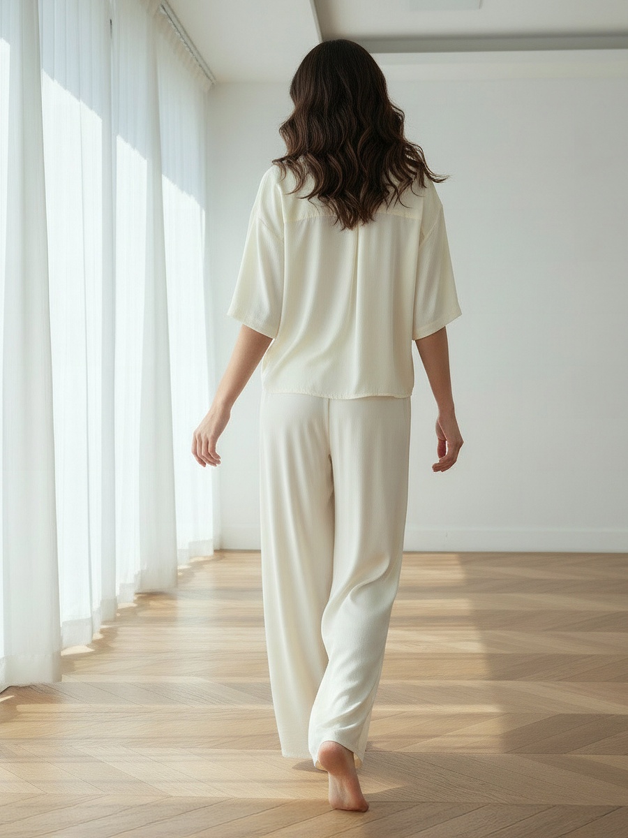 Pyjama Set with Button-Down Shirt and Trousers