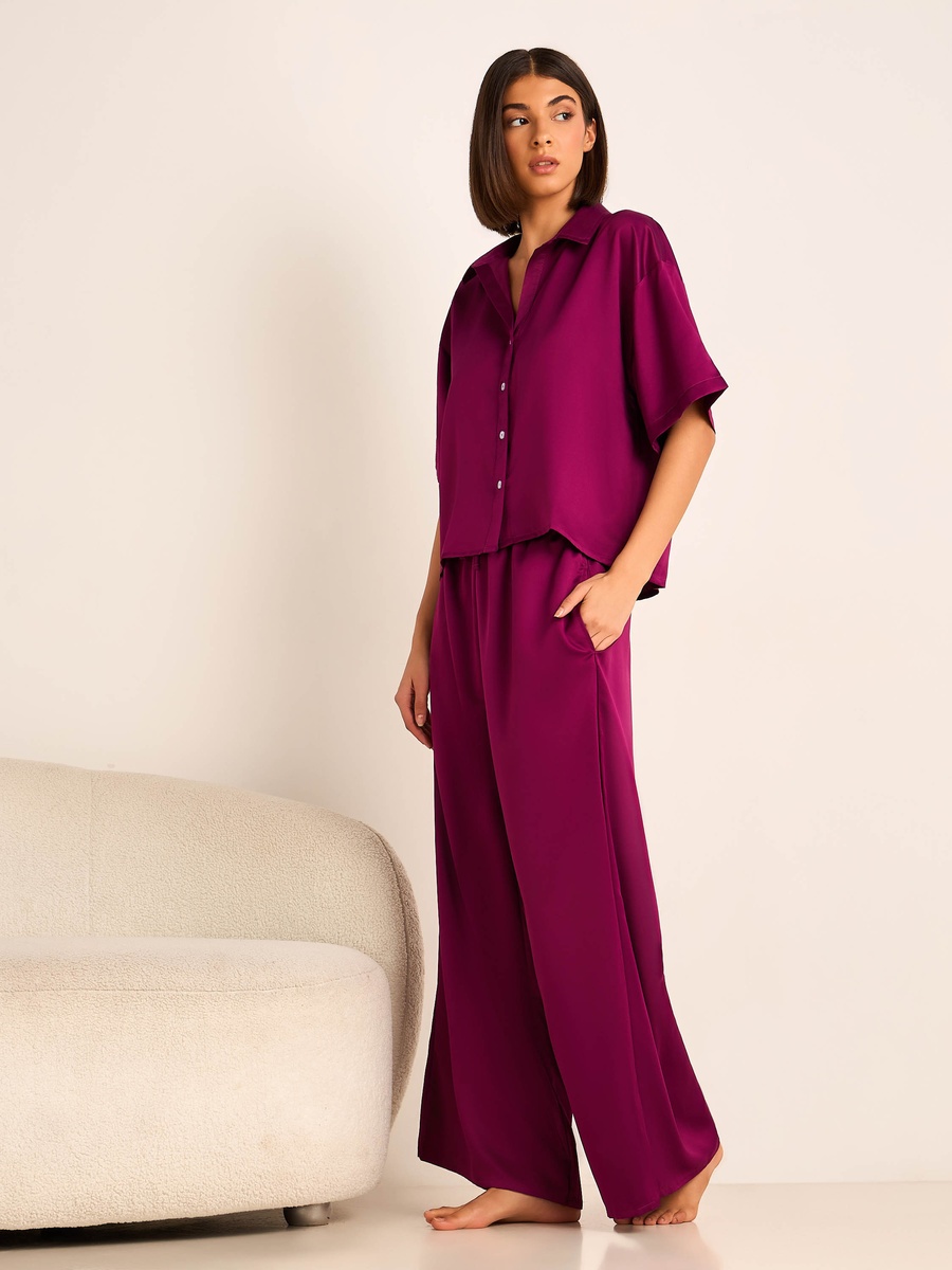 Pyjama Set with Button-Down Shirt and Trousers