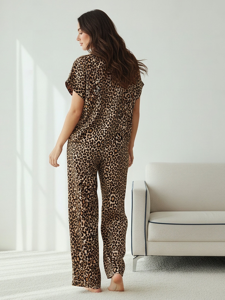 Pyjama Set with Top and Wide Leg Pants