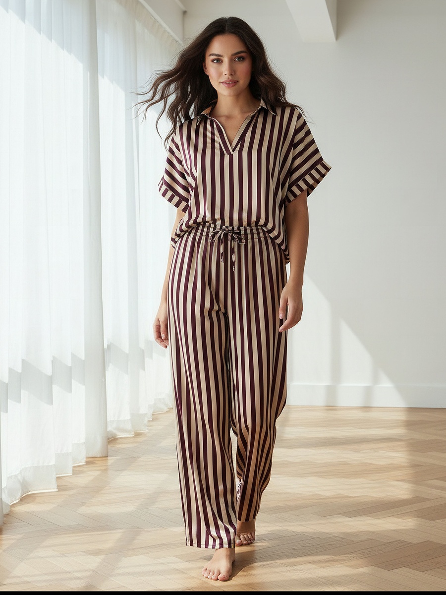 Pyjama Set with Top and Wide Leg Pants