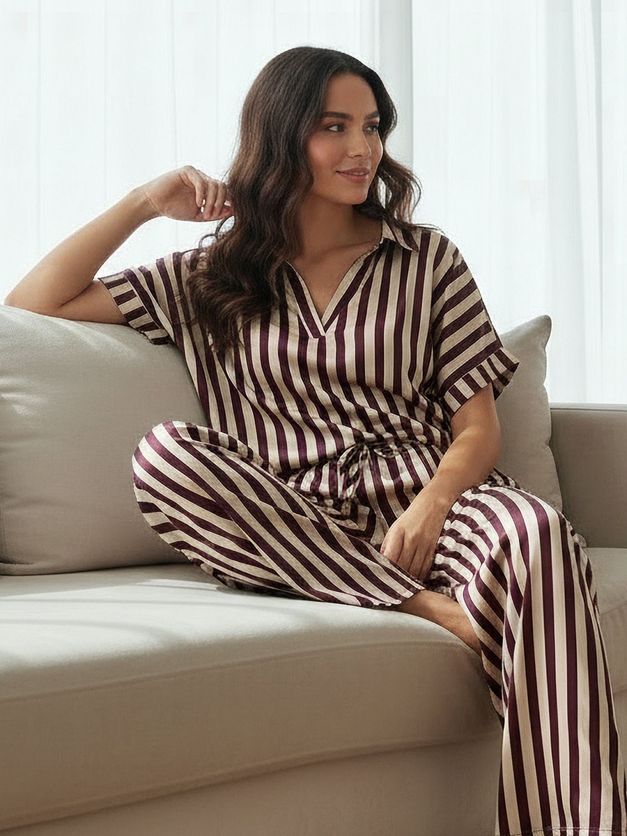 Pyjama Set with Top and Wide Leg Pants