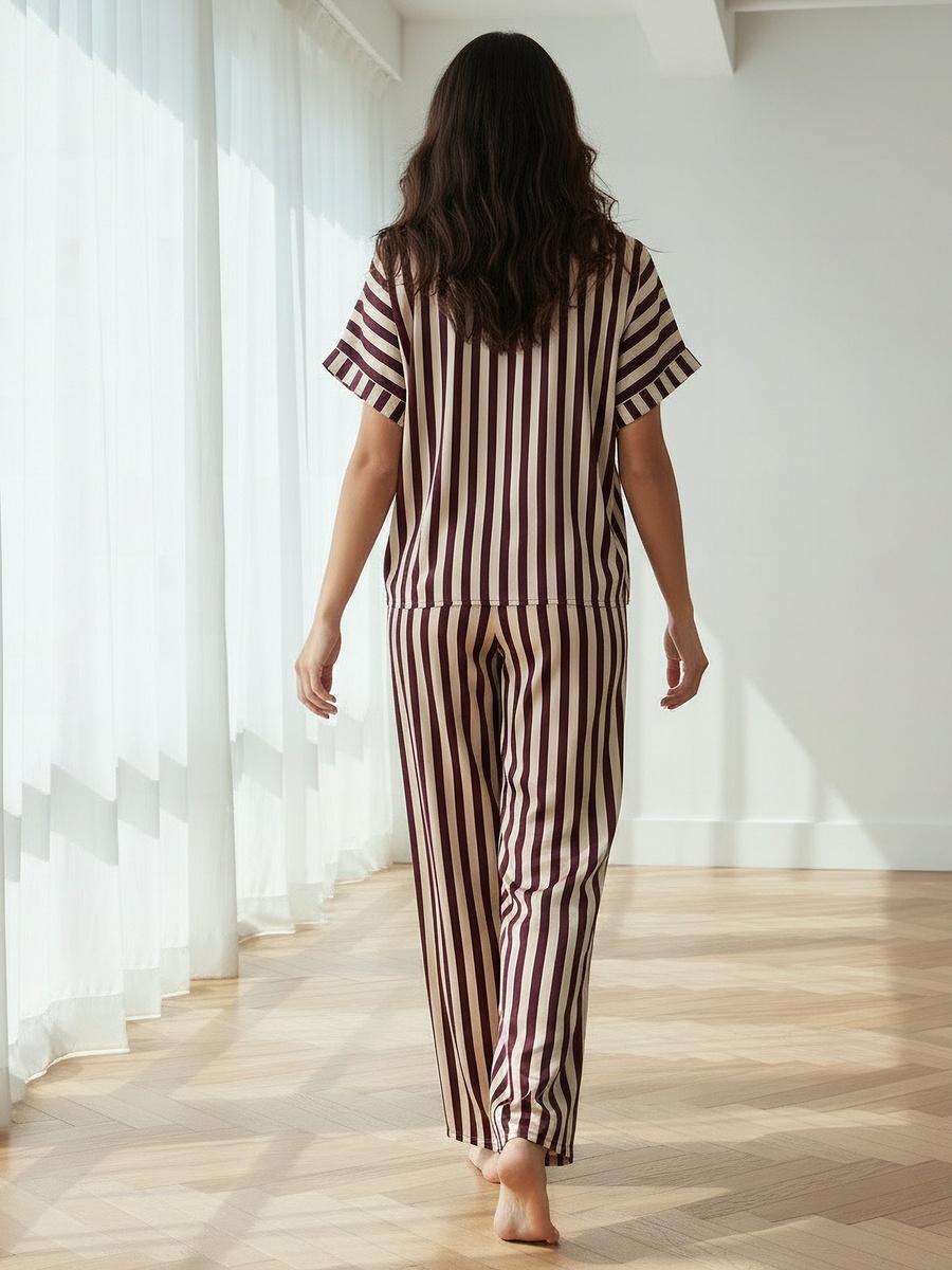 Pyjama Set with Top and Wide Leg Pants