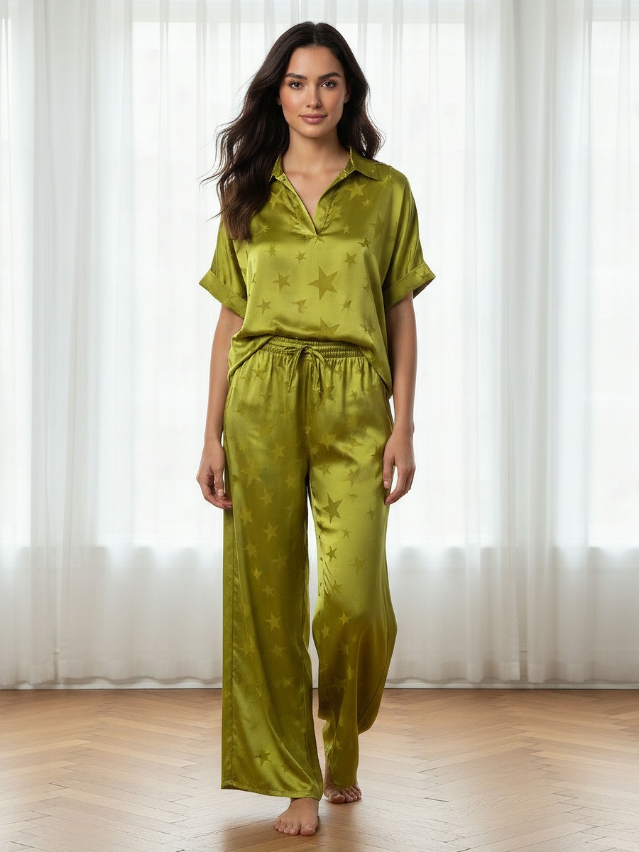 Pyjama Set with Top and Wide Leg Pants