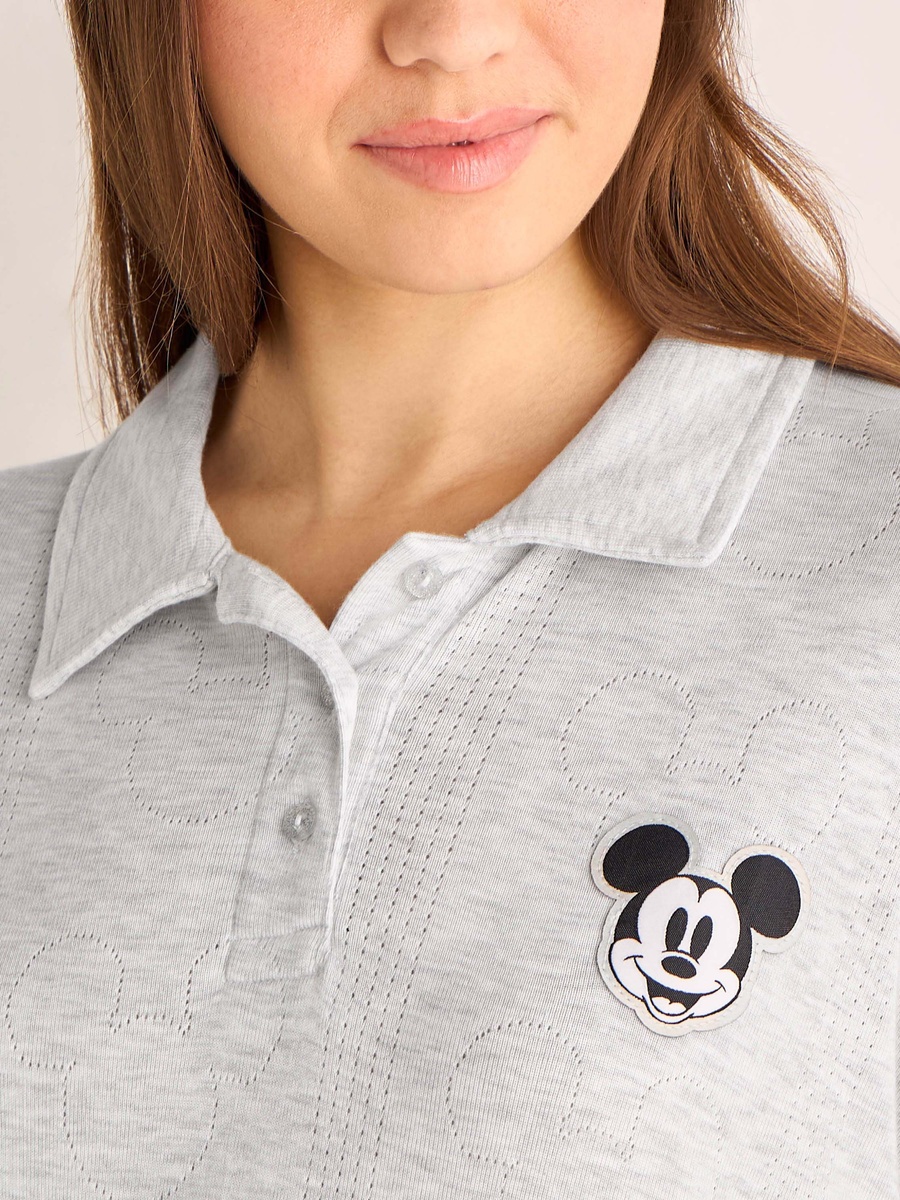 Mickey Mouse Pyjama Set with Half-Placket T-Shirt and Trousers