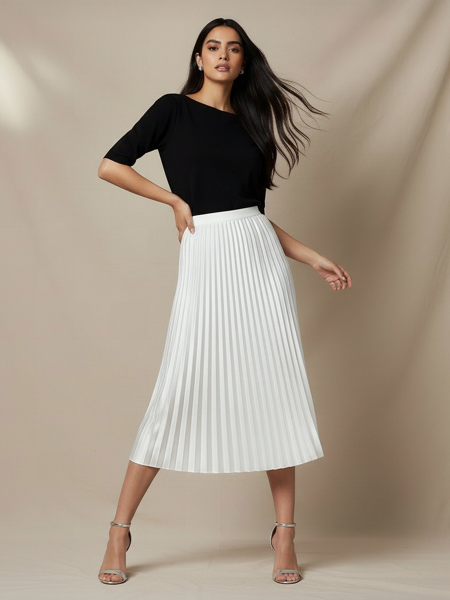 Midi Skirt with Pleats