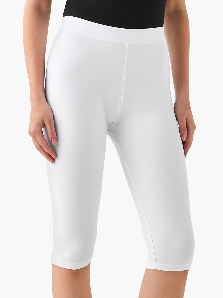 Pack of 2 Mid-Rise Knee Length Leggings with Elasticated Waistband