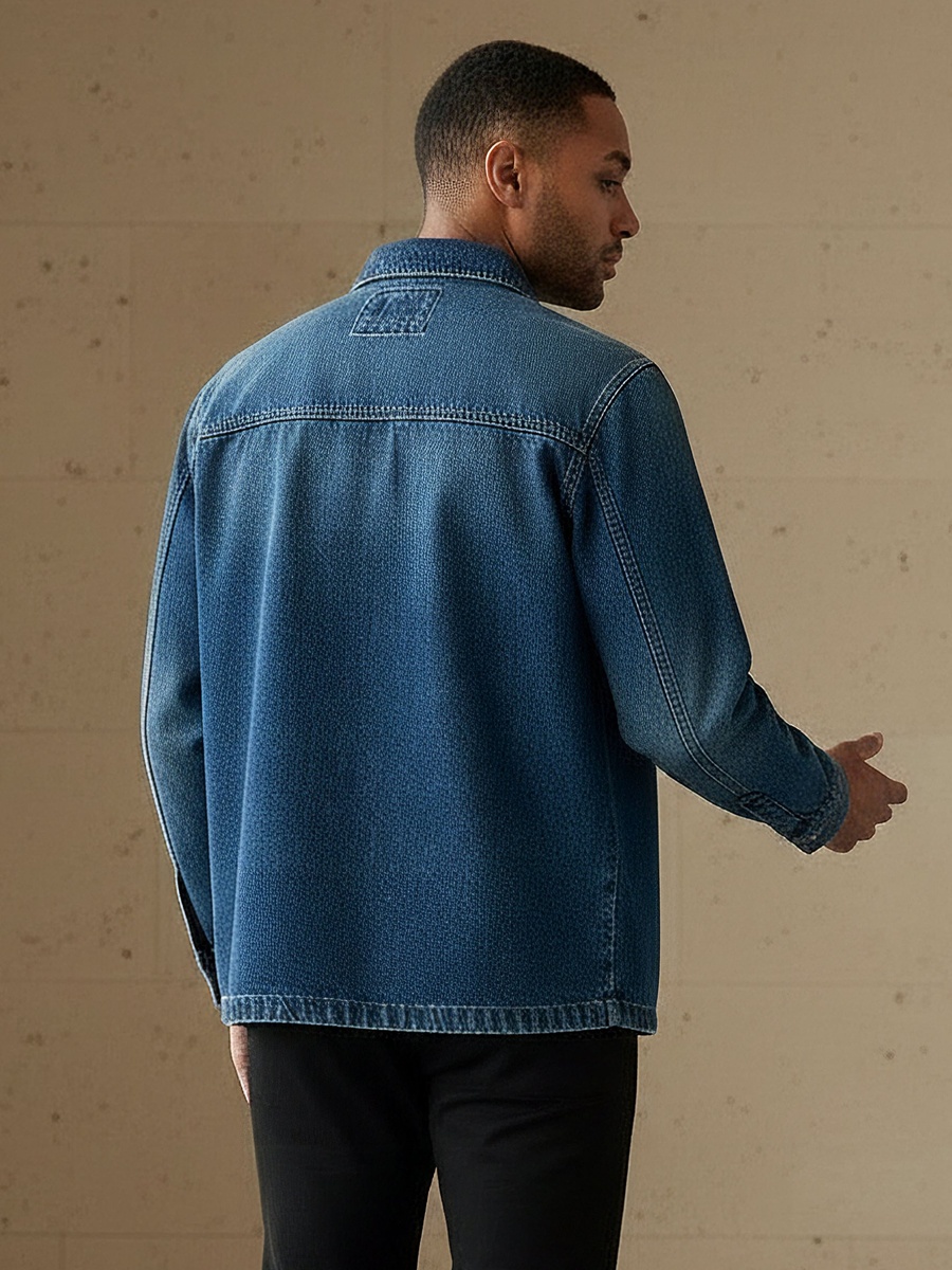 Men Regular Fit Collared Denim Long Sleeves Shirt