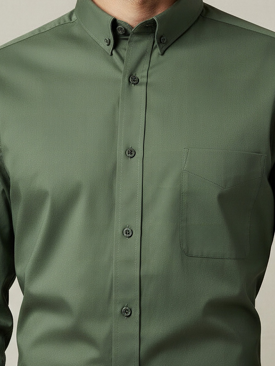 Men Slim Fit Button-Down Collar Long Sleeve Shirt