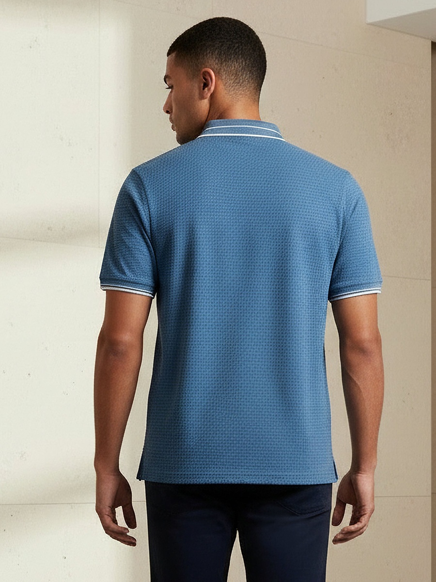 Men Short Sleeves Jacquard Polo T-Shirt