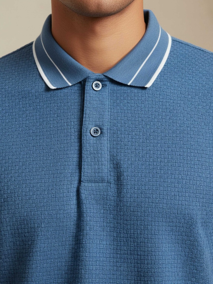 Men Short Sleeves Jacquard Polo T-Shirt