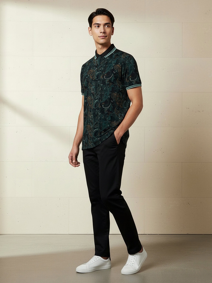 Men Short Sleeve Printed Polo T-Shirt