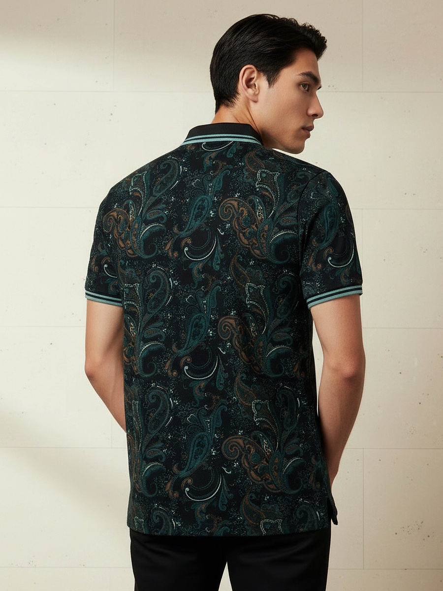 Men Short Sleeve Printed Polo T-Shirt
