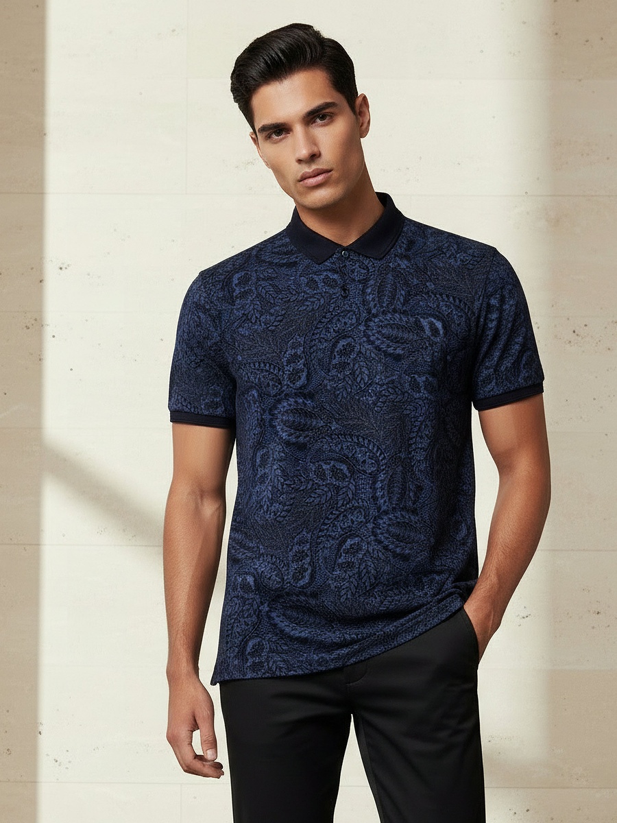 Men Short Sleeve Printed Polo T-Shirt