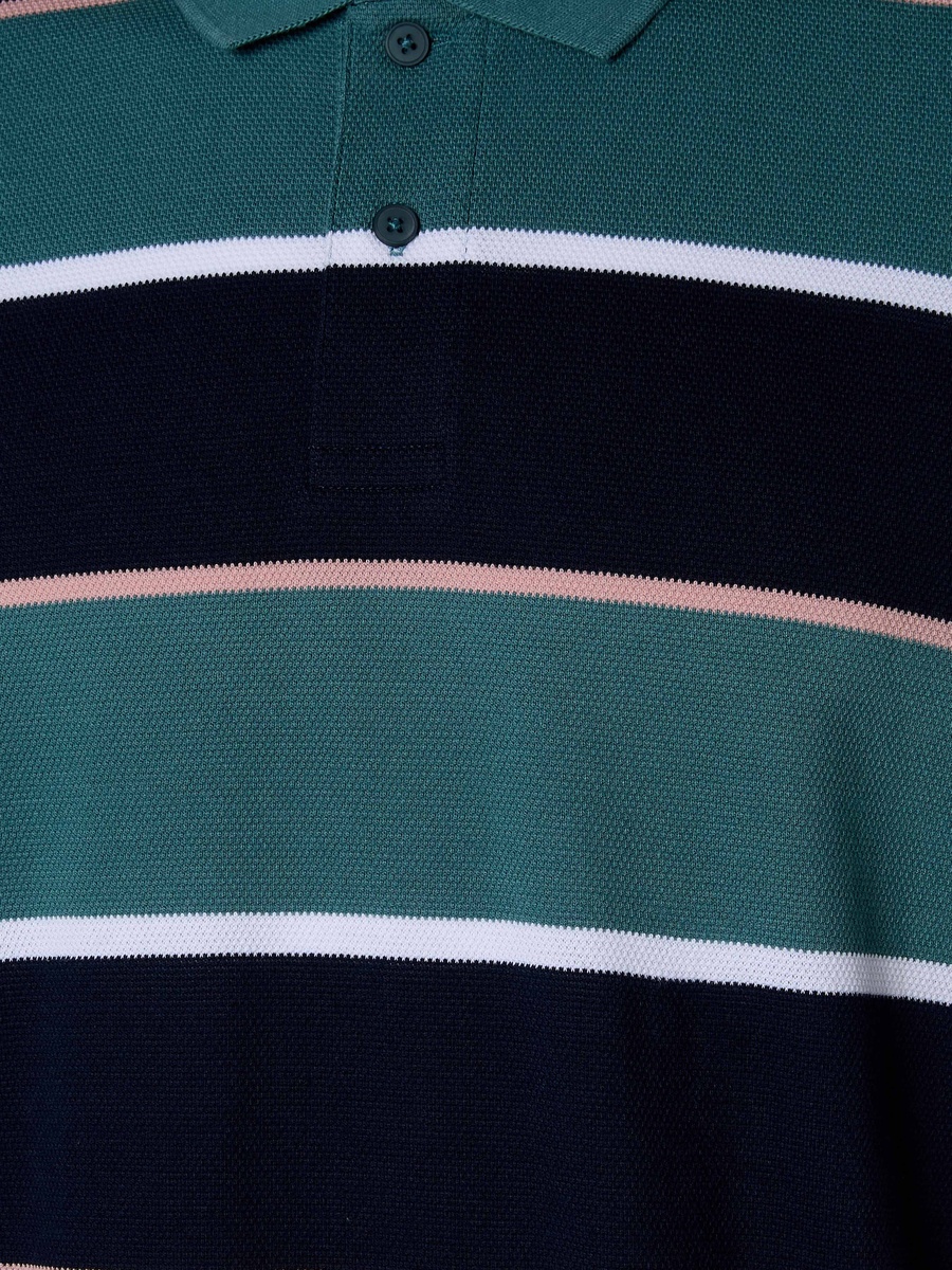 Men Short Sleeve Striped Polo T-Shirt
