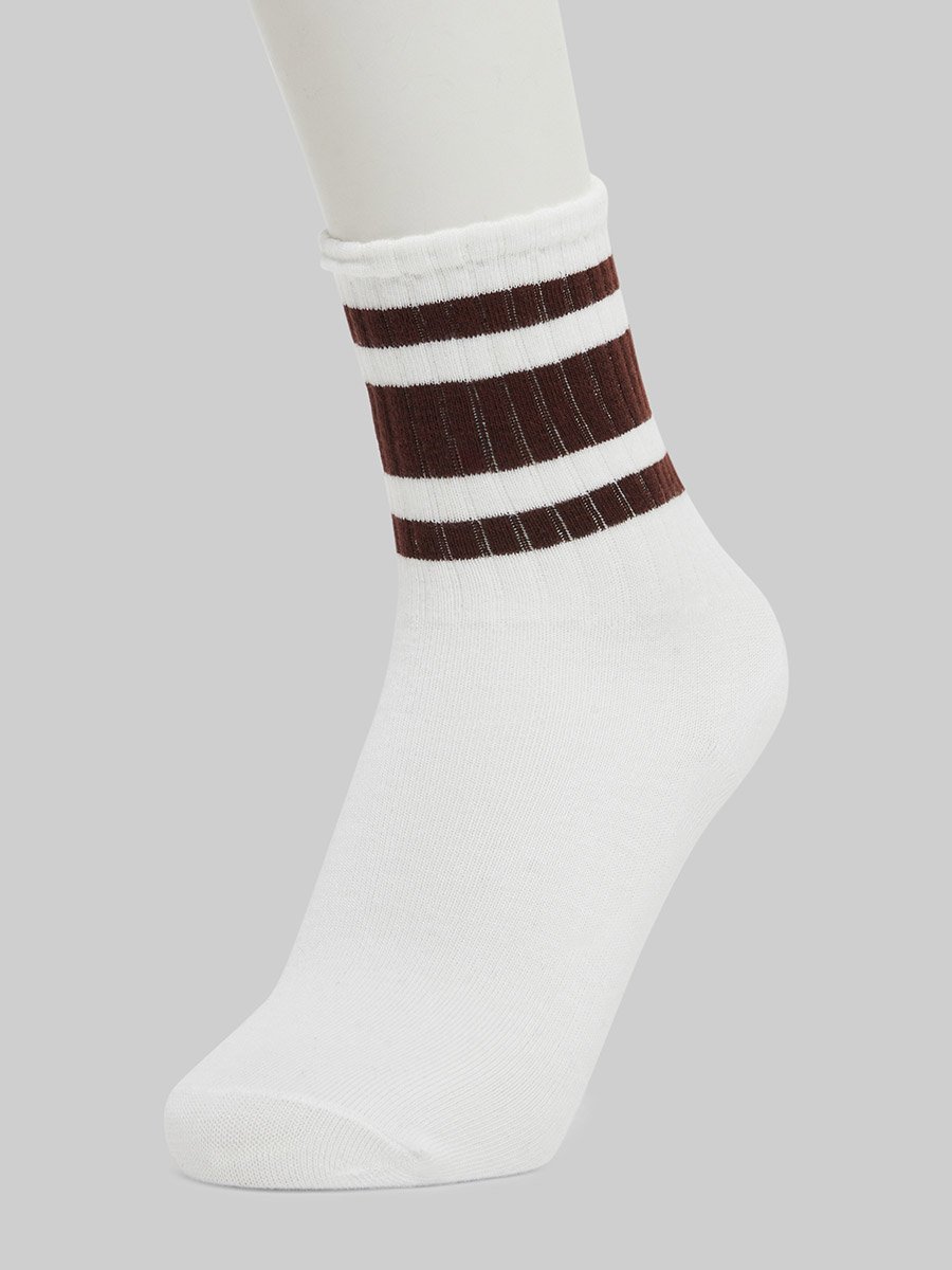 White Striped Yoga Socks