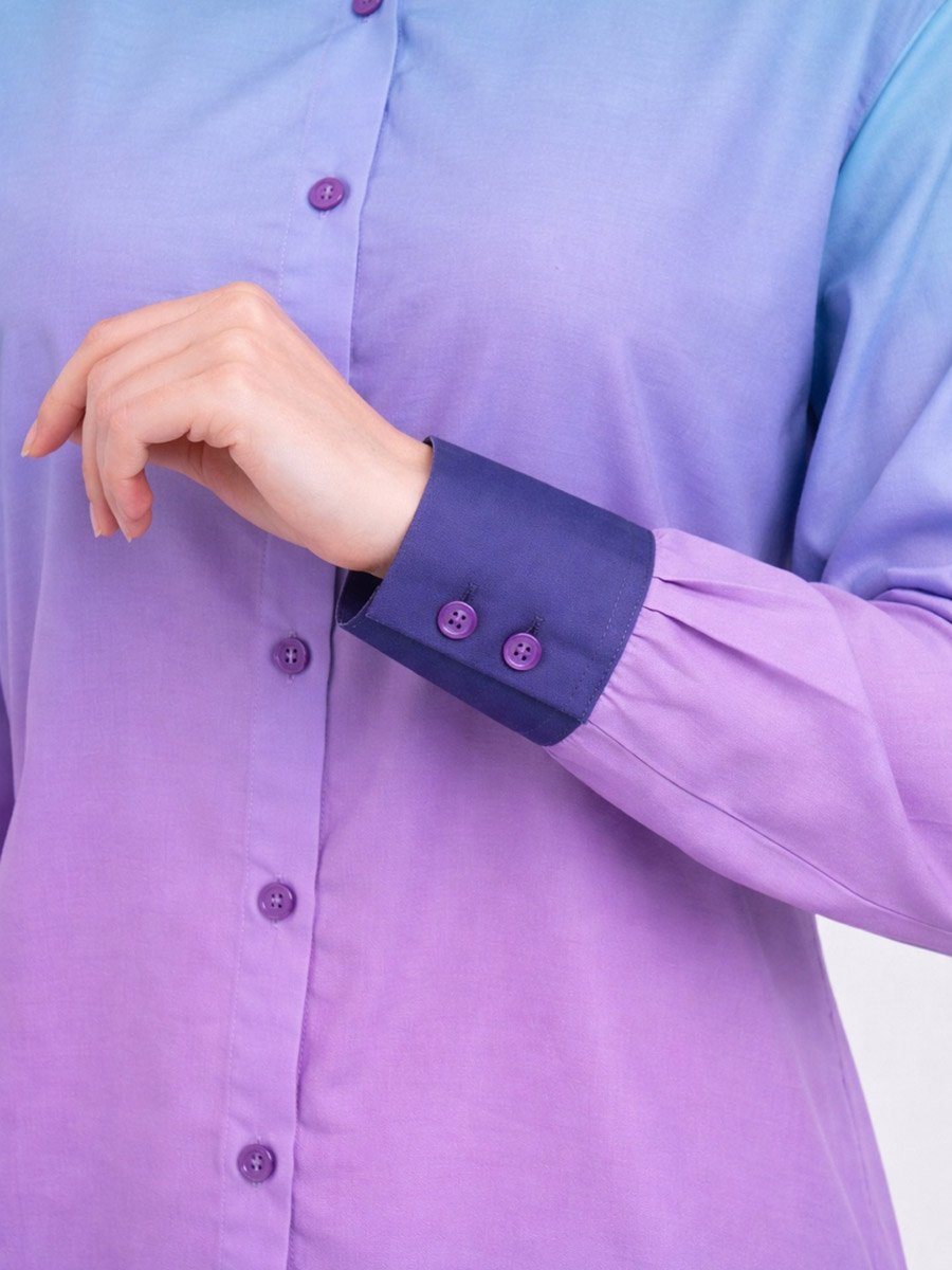 Blue Ombre Look Long Sleeve Shirt