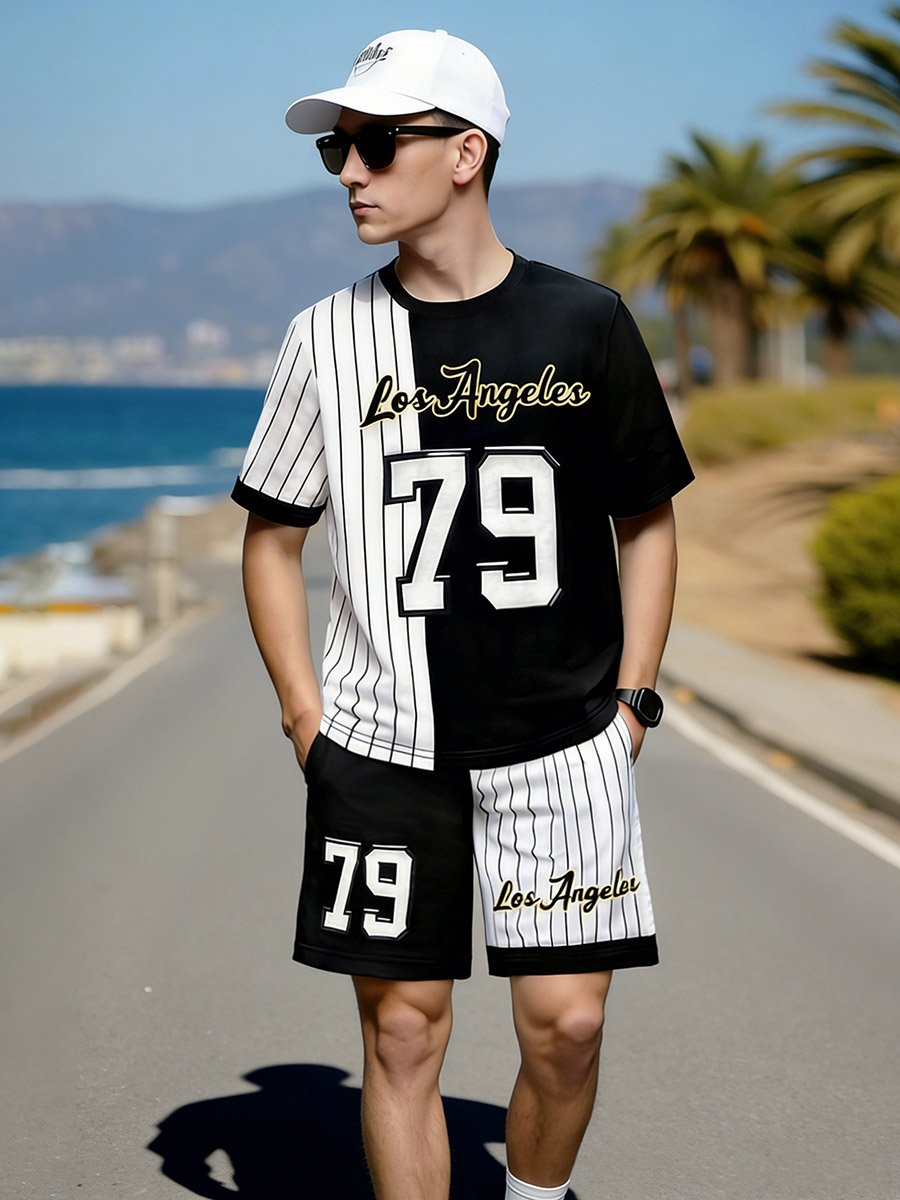 Men Printed Short Sleeve T-Shirt and Shorts Co-Ords